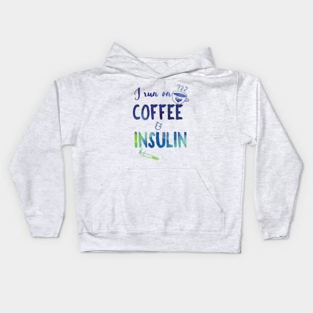 Coffee and Insulin - blue and green Kids Hoodie by papillon